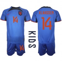 Dječji Nogometni Dres Nizozemska Davy Klaassen #14 Gostujuci SP 2022 Kratak Rukav (+ Kratke hlače)